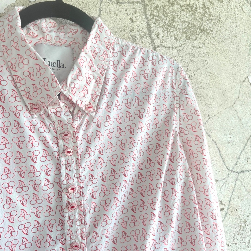 Luella x Target Shirt Cherry Print Button Down Top Long Sleeve Vintage Y2K XL
